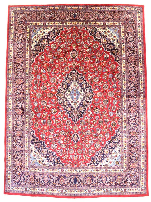Orientteppich Mashhad 422x301 cm, rot, Bergamotte, handgeknüpft