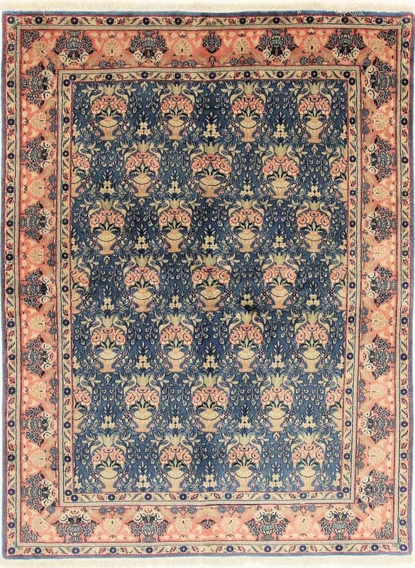 Orientteppich Mashhad Sherkat 228x172 cm, rot-blau, handgeknüpft