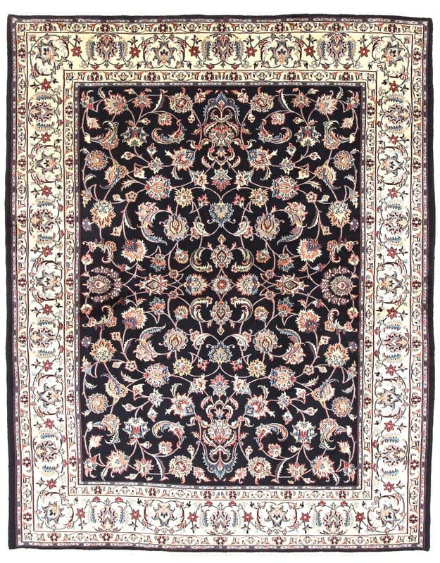 Orientteppich Mashhad Sherkat 254x208 cm, rot-blau, handgeknüpft