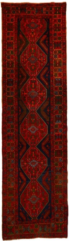 Orientteppich Meshkien Antique 380x106 cm - Handgeknüpft, Rot, Geometrisch
