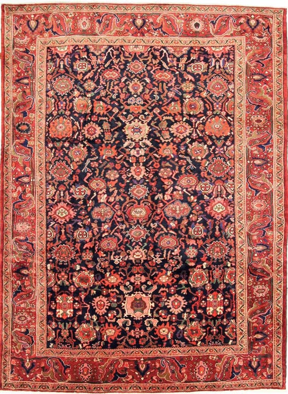 Orientteppich Nanaj 316x232 cm, marineblau, handgeknüpft, langlebig