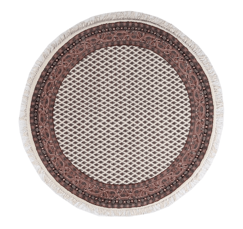 Orientteppich Rund 202 cm Sarough Mir 120.000 Knoten beige handgeknüpft