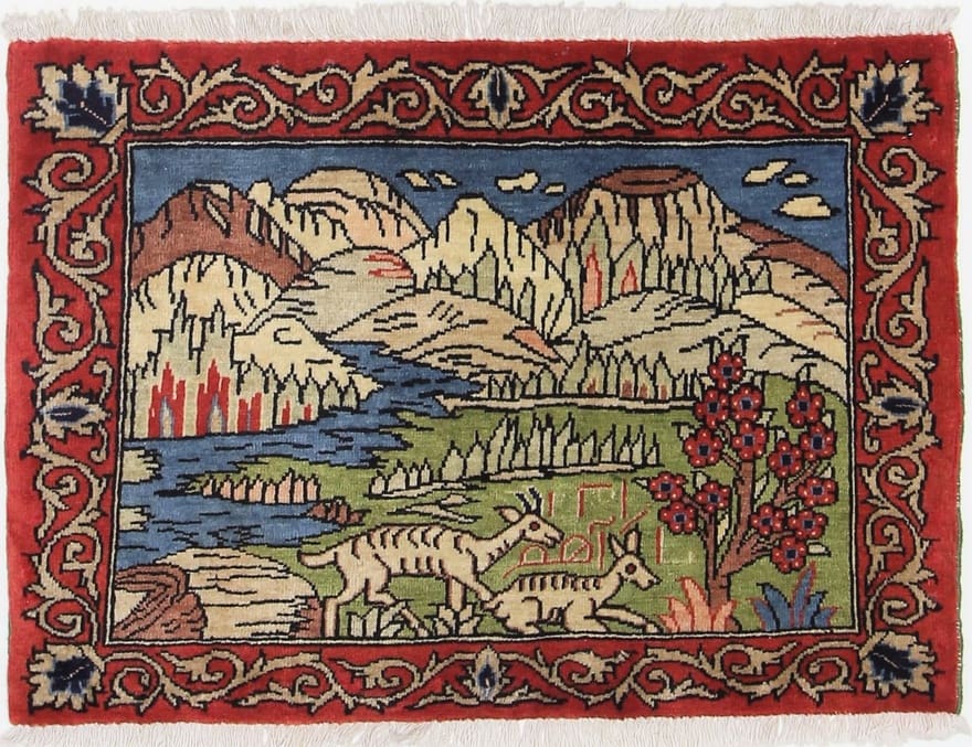 Orientteppich Sarough 79x56 cm - Antik, Amerikanisches Design, Handgeknüpft