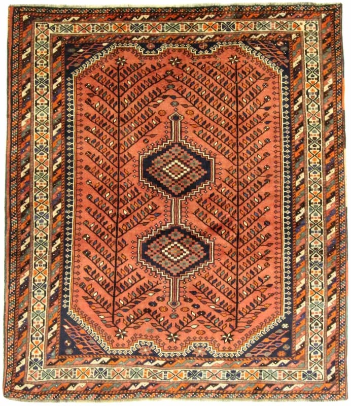 Orientteppich SHIRAZ 188x163cm, rot-blau, handgeknüpft