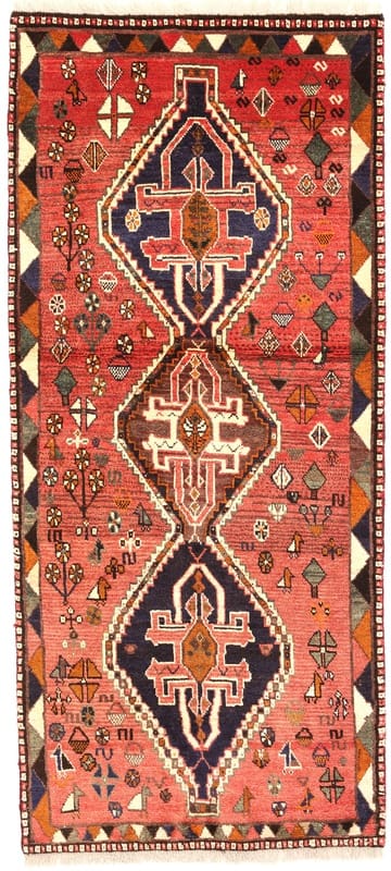 Orientteppich SHIRAZ 193x86 cm, handgeknüpft, Wolle, Ghaschghai