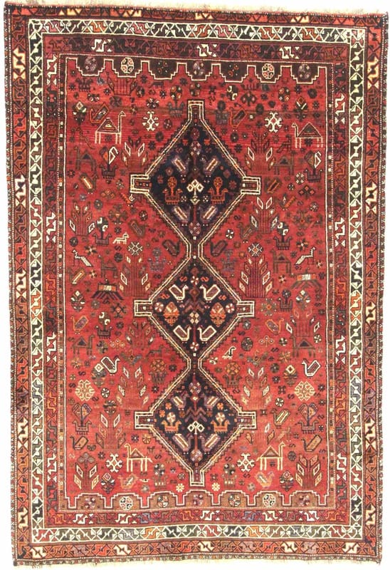 Orientteppich SHIRAZ 256x175 cm, handgeknüpft, Wolle, Ghaschghai