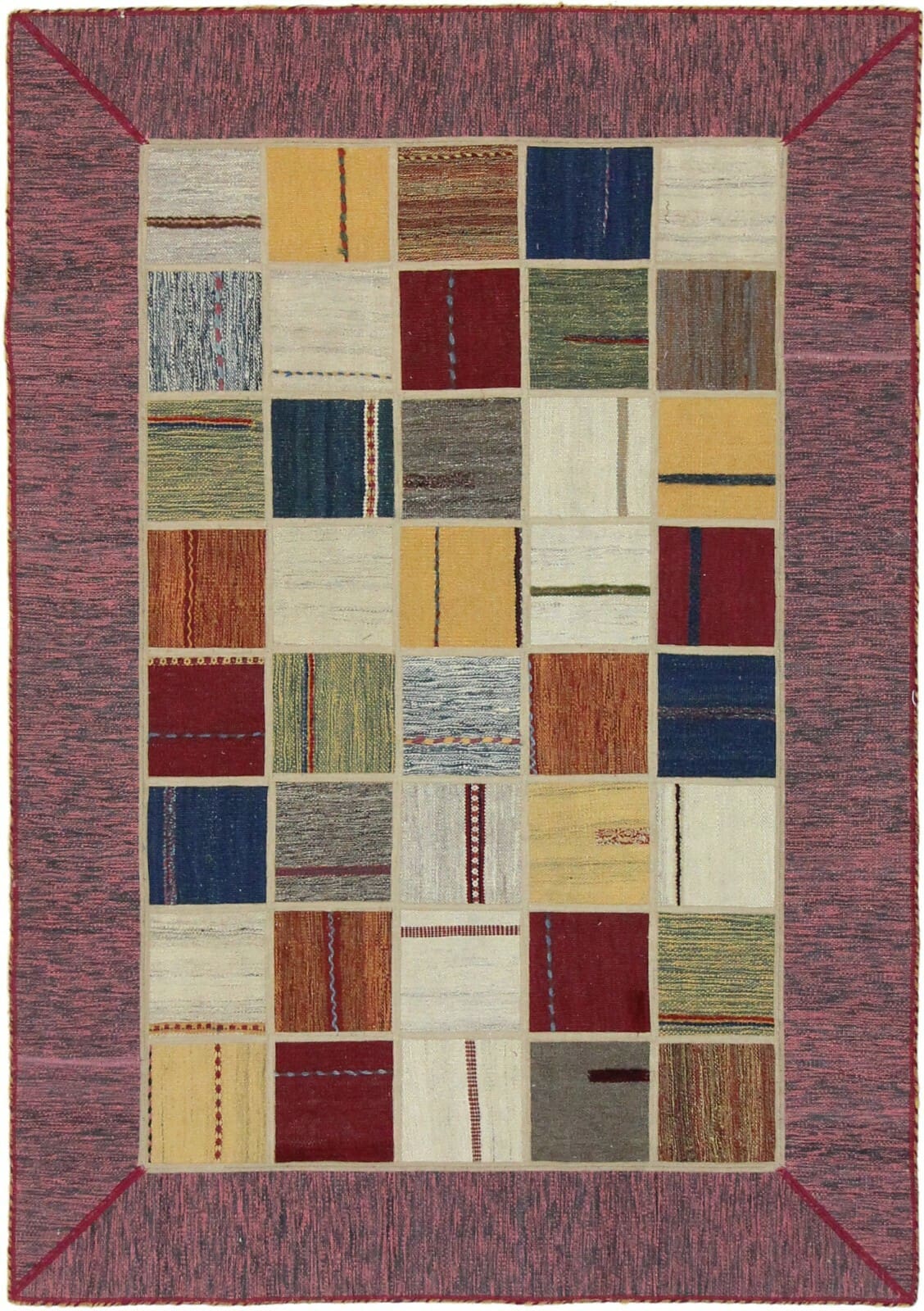 Original Handgewebter Kelim Patchwork 202x141 cm - Neu, handgewebt