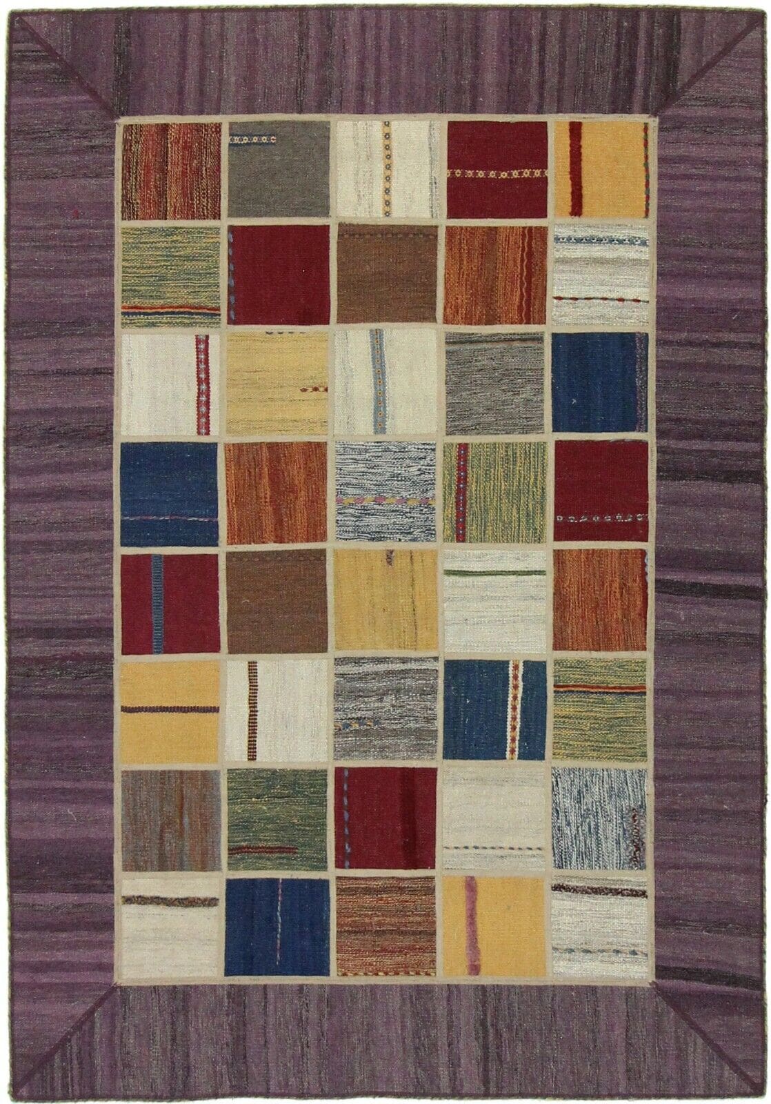 Original Handgewebter Kelim Patchwork 202x141 cm – Neu, handgewebt