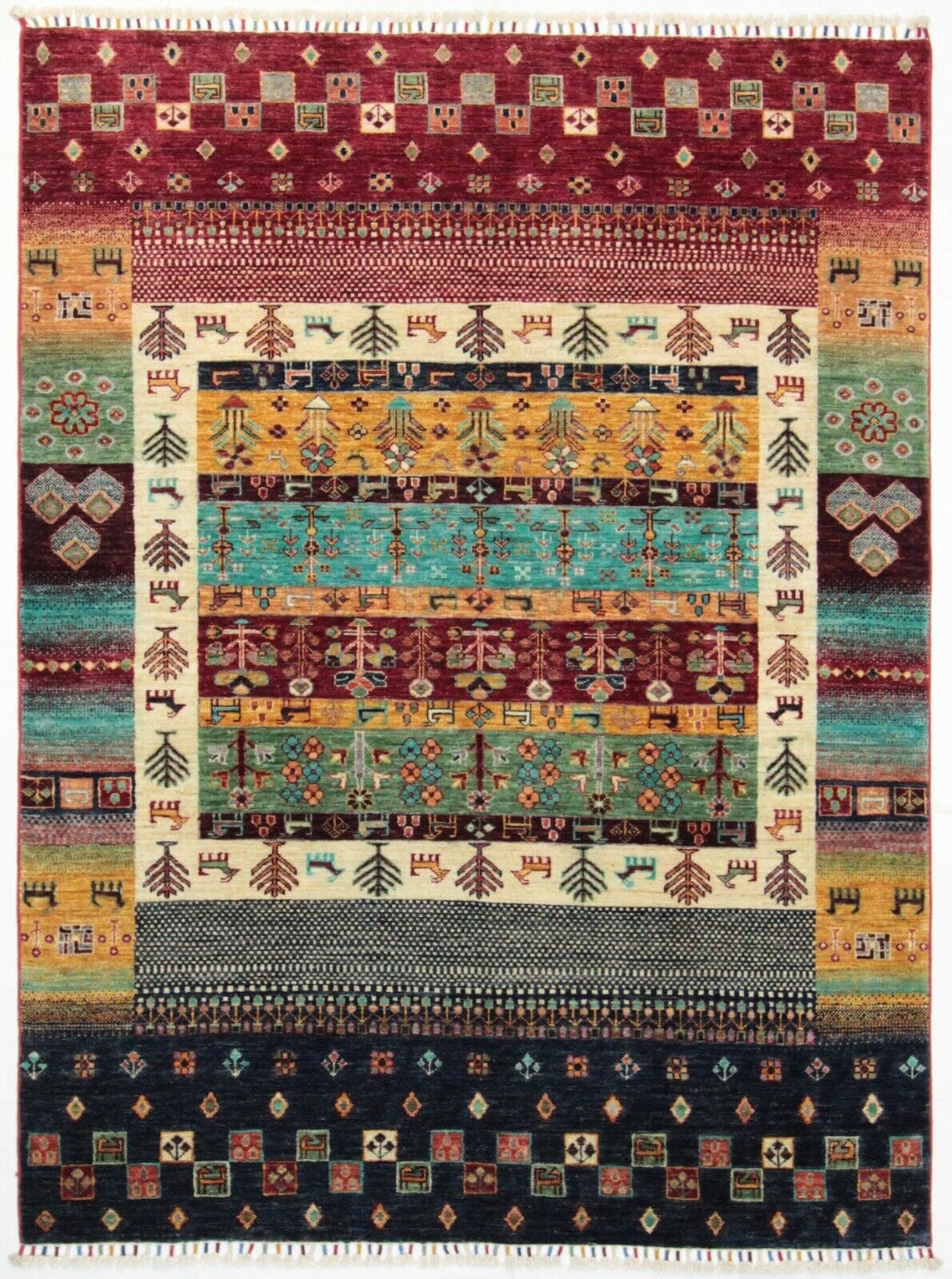 Original Pakistan Orientteppich Ziegler 206x155cm im modernen Stil, handgeknüpft