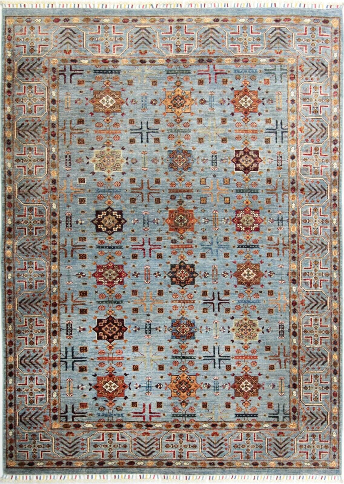 Original Pakistan Teppich Ziegler 231x172 cm, modern, handgeknüpft
