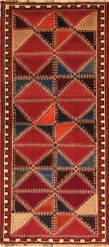 Qashqai Teppich 189x86 cm – Handgeknüpft, mehrfarbige Muster, Perserteppich
