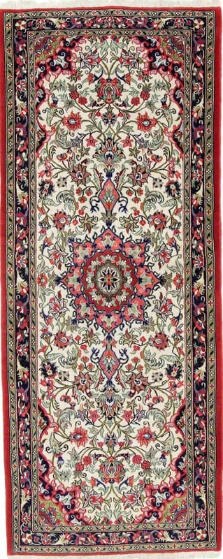 Qom Teppich 217x89 cm - 100% Seide, handgeknüpft, Orientteppich