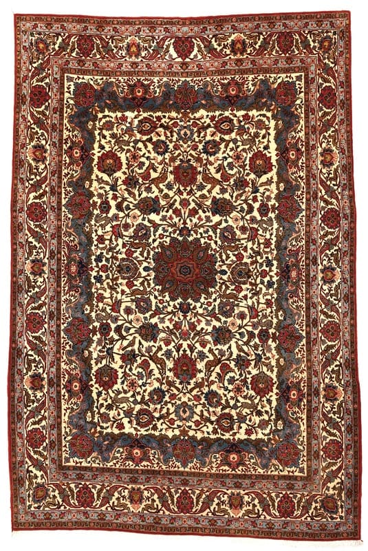 Qom Teppich 342x224 cm, handgeknüpft, orientalisches Design