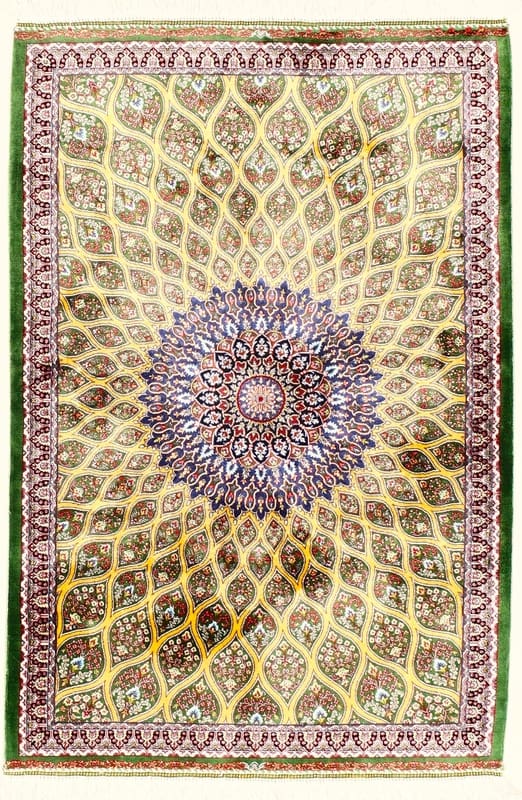 QomDesign Teppich 92x61 cm – Handgeknüpft, orientalisches Muster