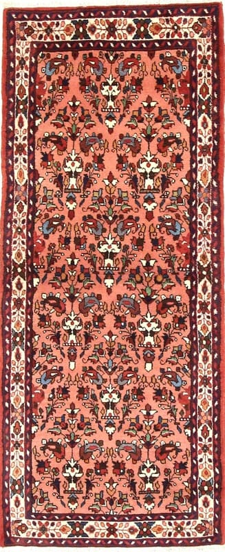 Rudbar Orientteppich 197x81 cm, rotes Muster, handgeknüpft