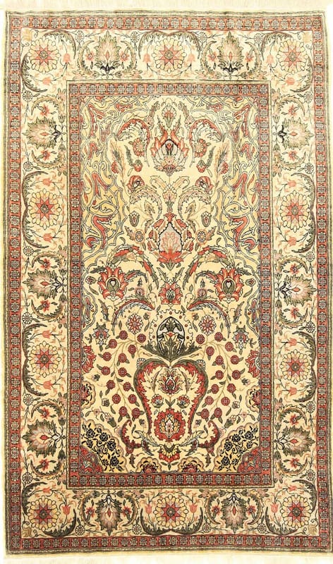 Rugeast Hereke Seidenteppich 122x76 cm – Vintage-Orientteppich handgeknüpft