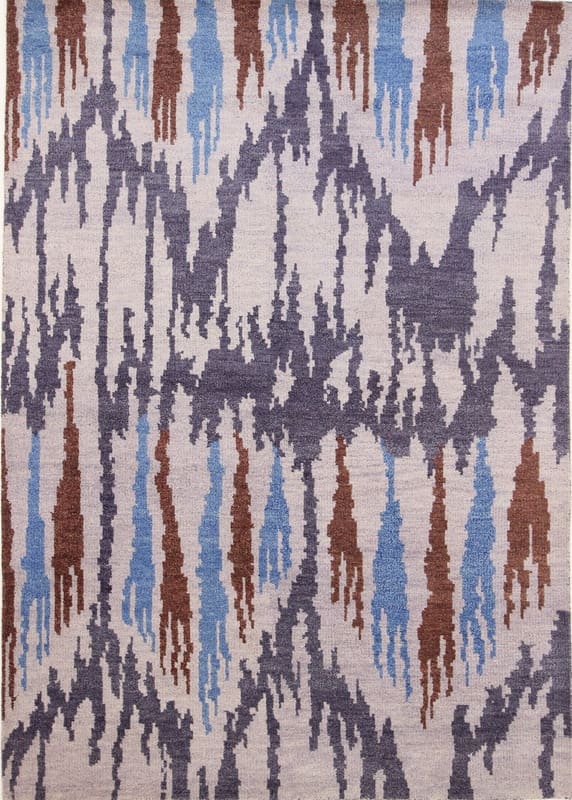 TeppichBazar Modern Ikat Teppich 238x168 cm – Handgeknüpft, bunt