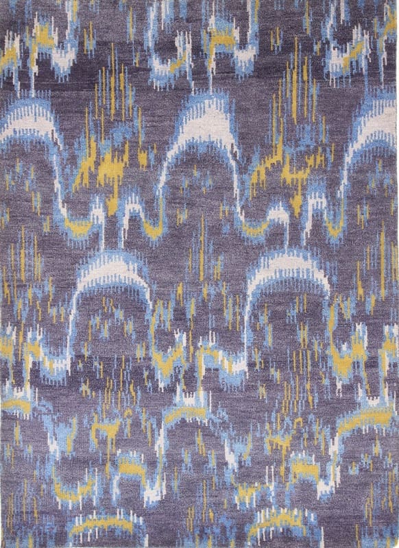TeppichBazar Modern Ikat Teppich 241x174 cm - Handgeknüpft, Eleganz