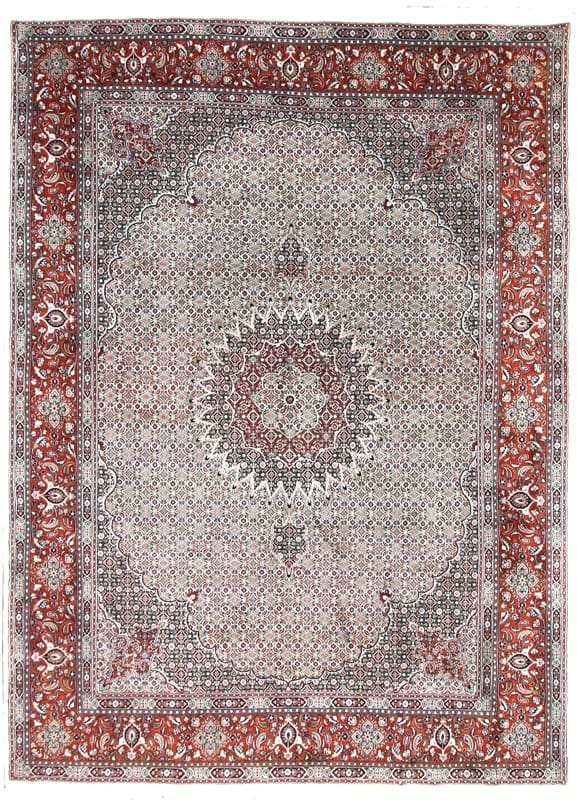 TeppichBazar Moud Teppich 344x248 cm – Handgeknüpft aus Wolle & Seide