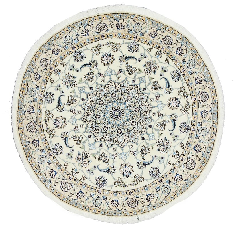 TeppichBazar Nain9La Orientteppich 156x155 cm, Elfenbein Blau, handgeknüpft