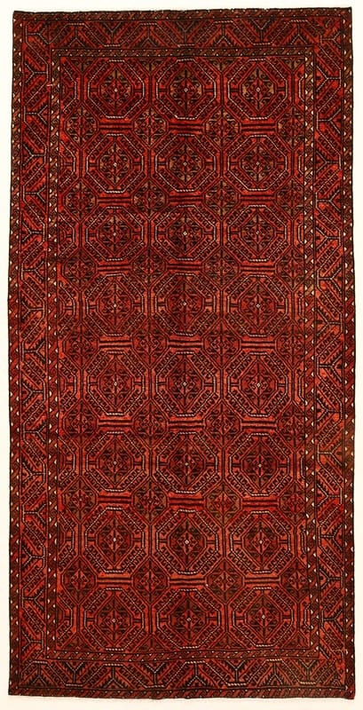 TeppichBazar Orientteppich 334x167 cm - Handgeknüpft, Geometrisch, Rot