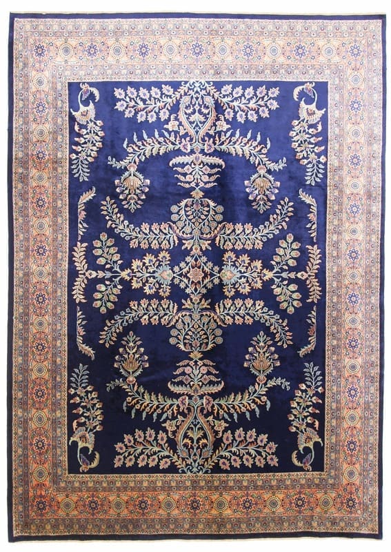 Rugeast Sarough Teppich 347x250 cm – Handgeknüpft, Blau mit Blumen