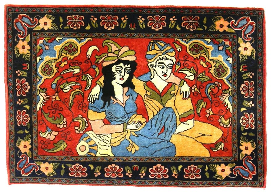 Sarough Teppich 101x70 cm | Antik, amerikanisches Design | handgeknüpft