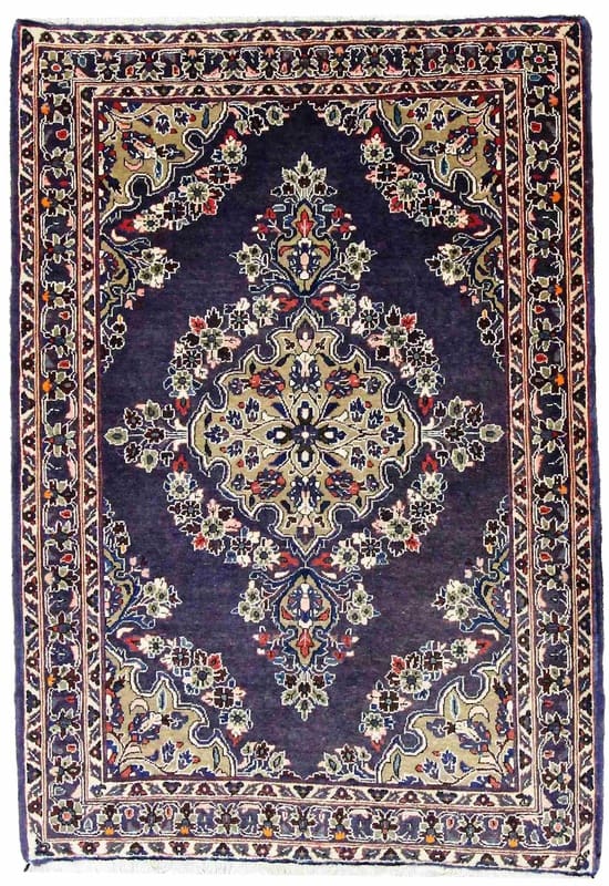 Sarough Teppich 152x106 cm – Handgeknüpft in edlem Blau-Beige