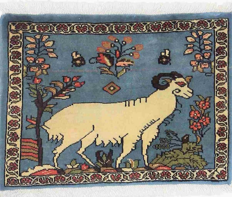 Sarough Teppich 61x44 cm, antik, einzigartiges Design, handgeknüpft