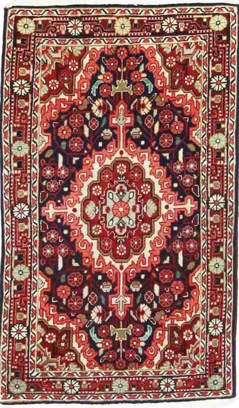 Sarough Teppich 93x63 cm, antik, amerikanisches Design, handgeknüpft