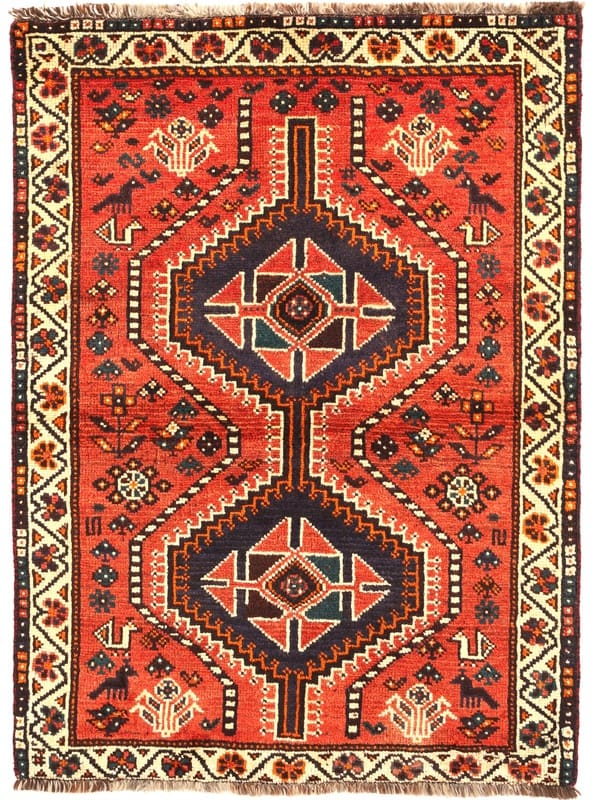 Schiraz Teppich 145x107 cm, handgeknüpft, Wolle, Ghaschghai Stil