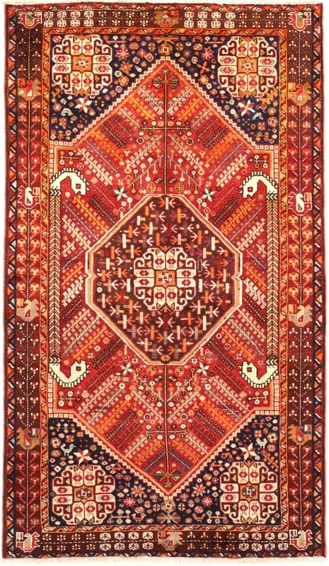 Schiraz Teppich 242x139 cm, handgeknüpft, Wolle, Ghaschghai Stil