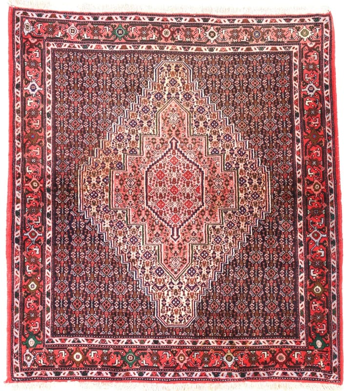 Senneh Teppich 146x131 cm - handgeknüpft, robust, elegant, Perserteppich