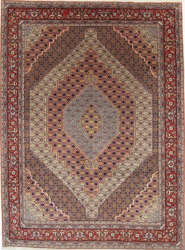 Senneh Teppich 347x256 cm - handgeknüpft, aus Kurdistan, robust