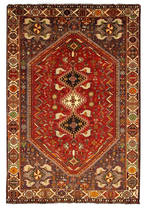 Shiraz Teppich 308x208 cm, geometrisches Muster, handgeknüpft, Perserteppich