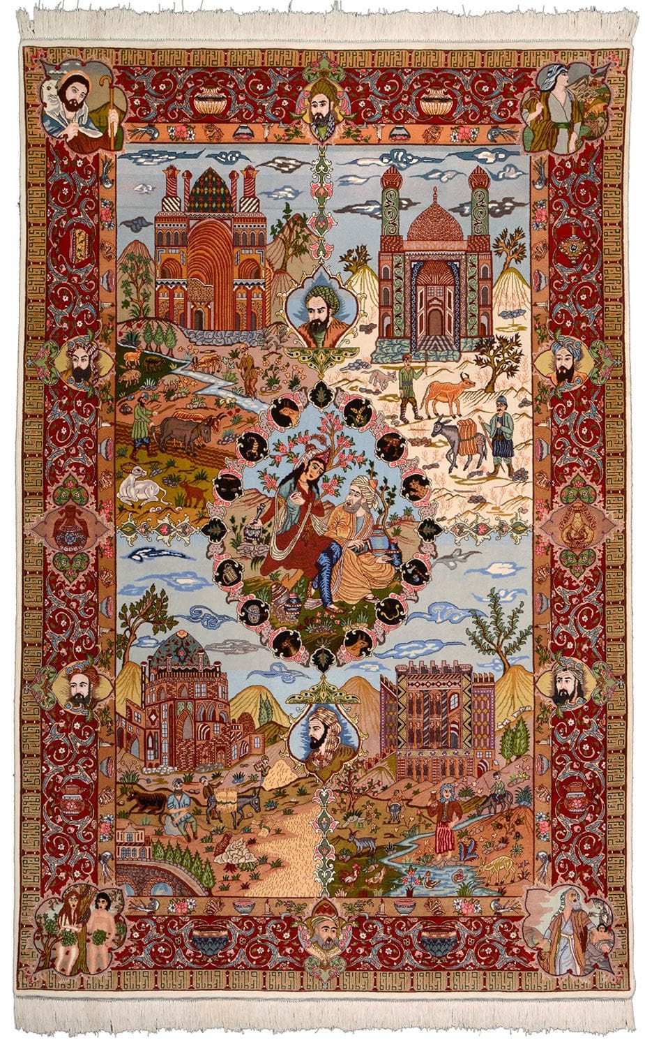 Täbriz Teppich 185 x 292 cm, Schurwolle, florale Muster, handgeknüpft