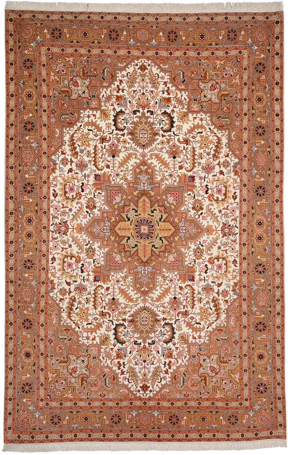 Täbriz Teppich 212 x 313 cm, florales Muster, handgeknüpft