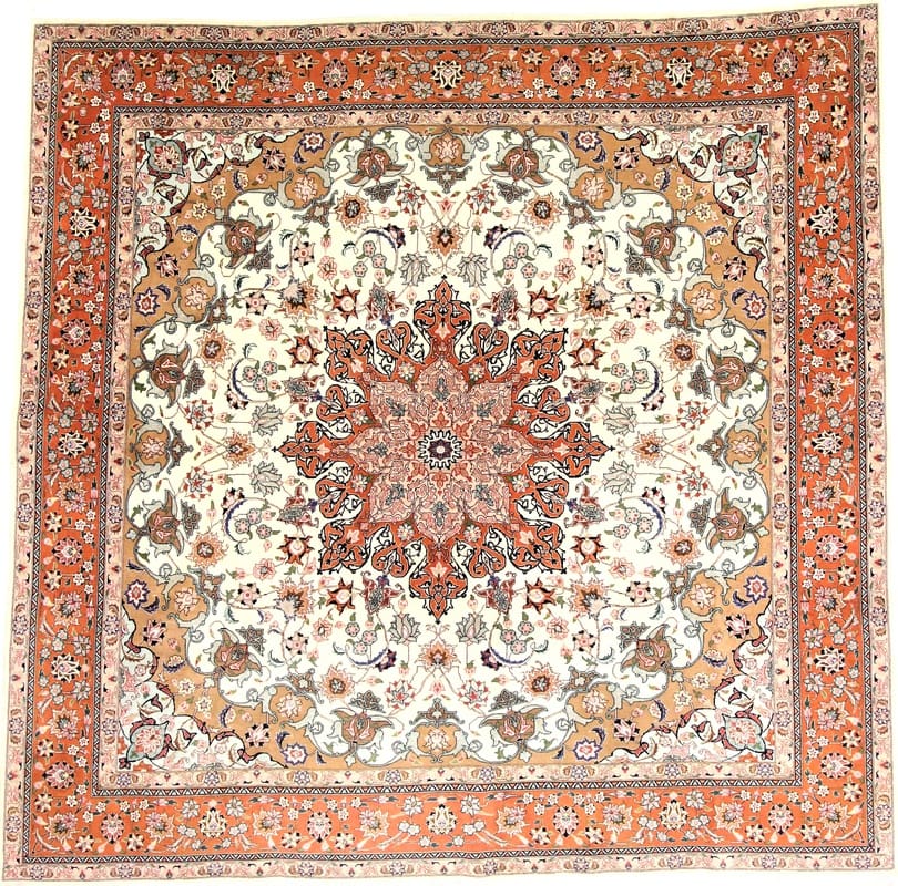 Tabriz Teppich 250x253 cm, 50 Raj, handgeknüpft, Perserteppich