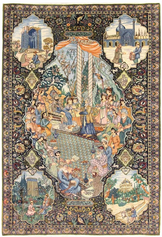 Antiker Tabriz Teppich 257x186 cm, 40 Raj, handgeknüpft, Perserteppich H1