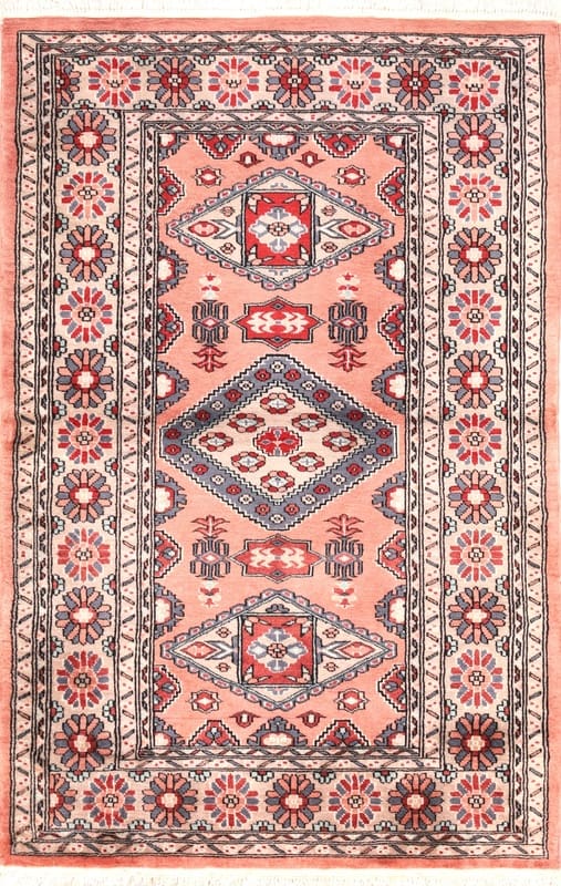 Turkaman Orientteppich 148x96 cm, handgeknüpft, geometrisches Design
