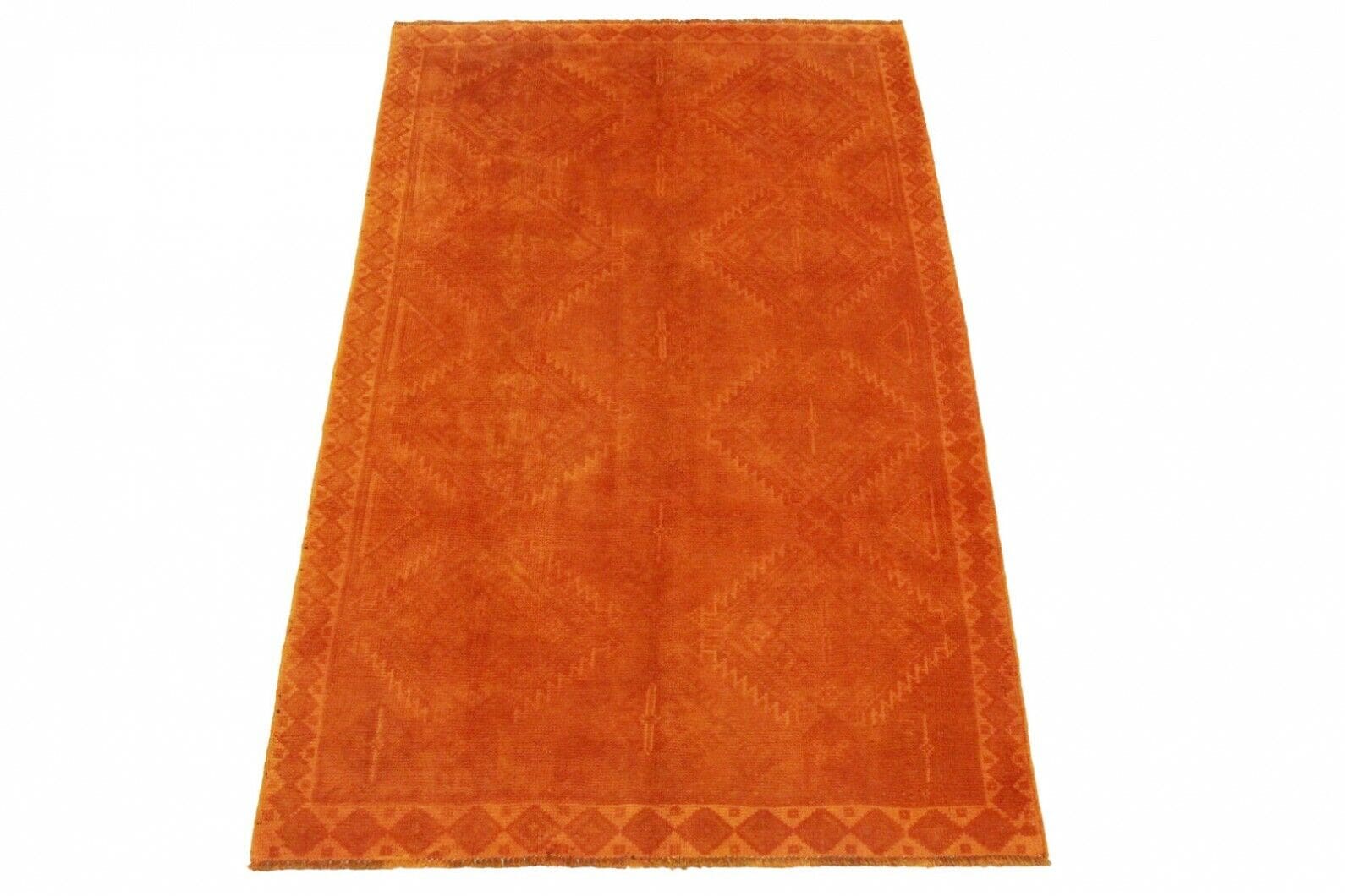 Vintage Orientteppich 225x139cm orange, handgeknüpft, exklusiv