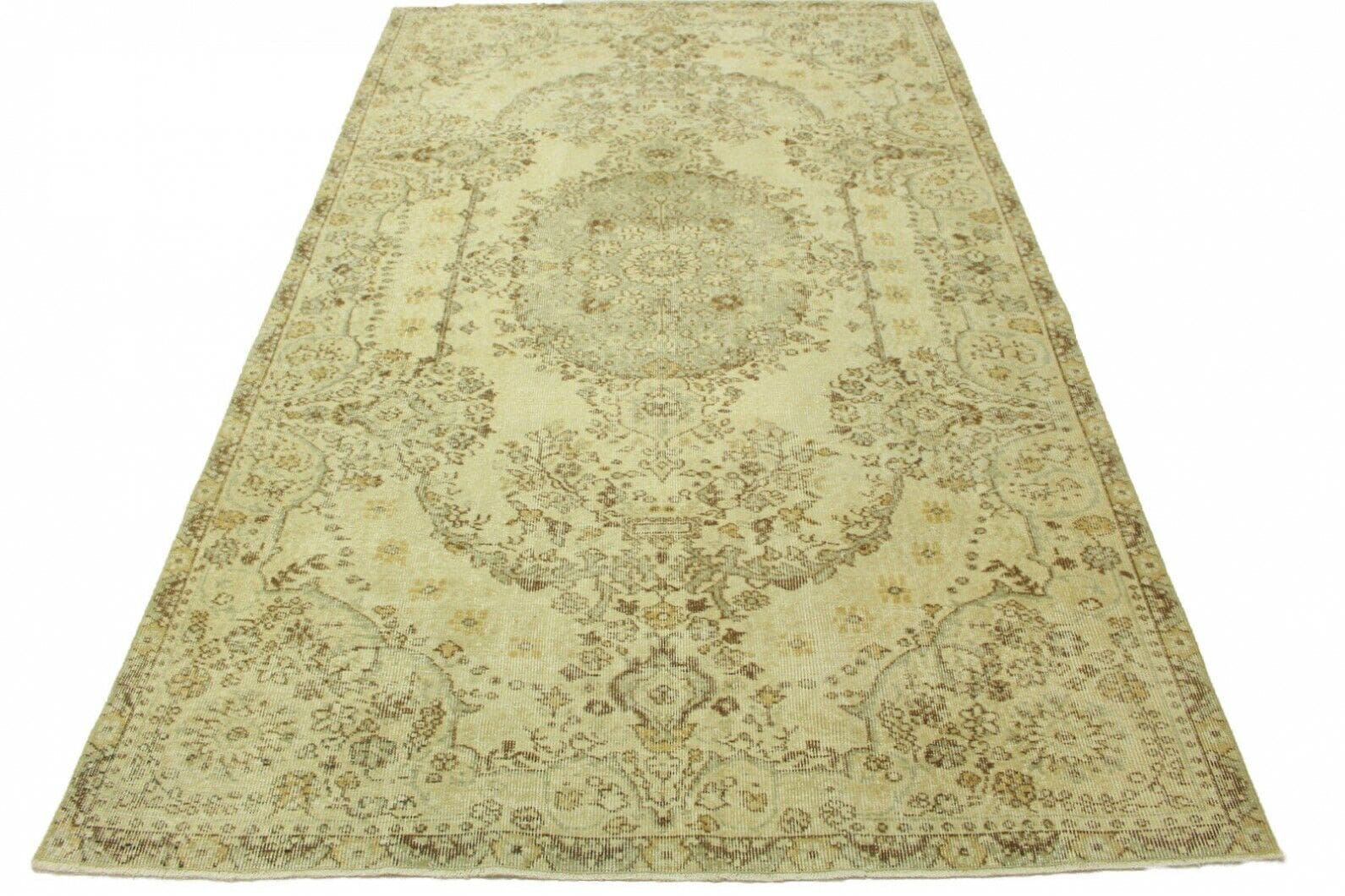 Vintage Orientteppich Beige 275x170cm, handgeknüpft, Designunikat