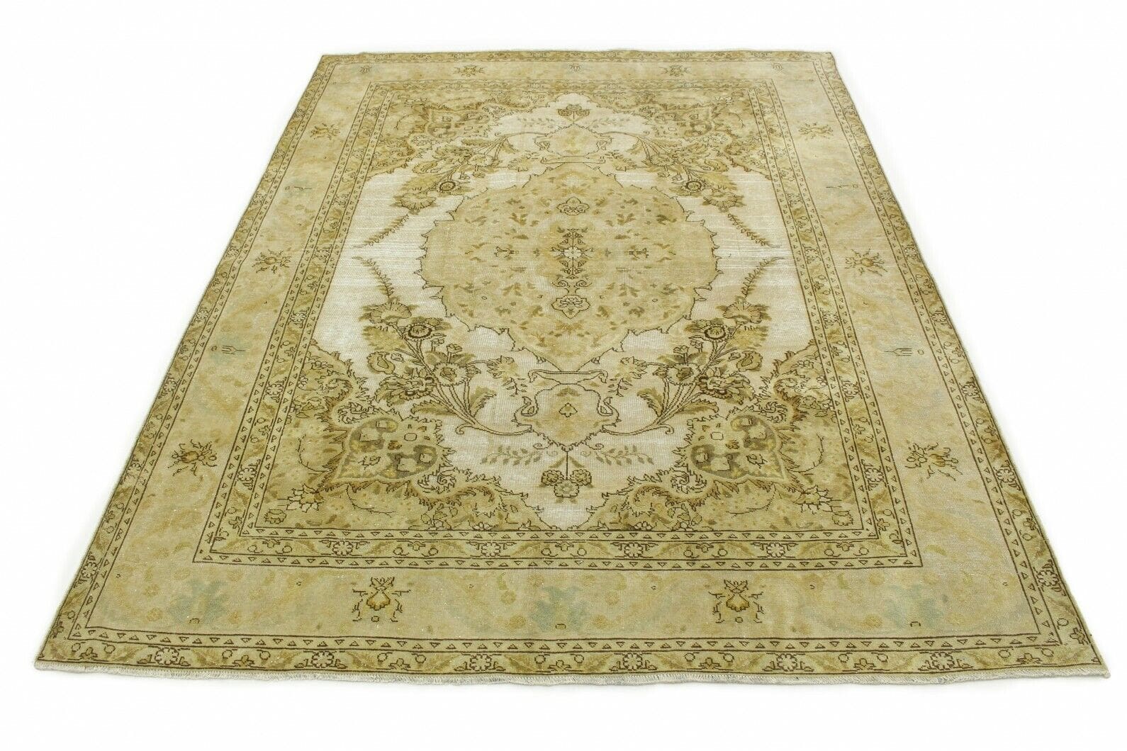 Vintage Orientteppich Beige 325x240 cm - Handgeknüpft Unikat