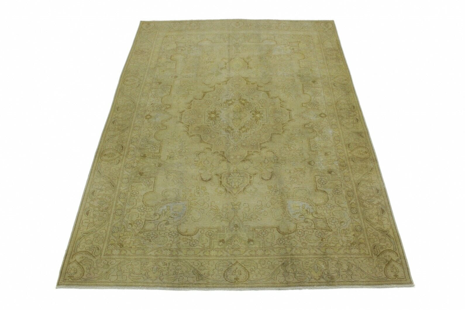 Vintage Orientteppich Beige 340x229cm, handgeknüpft, Unikat