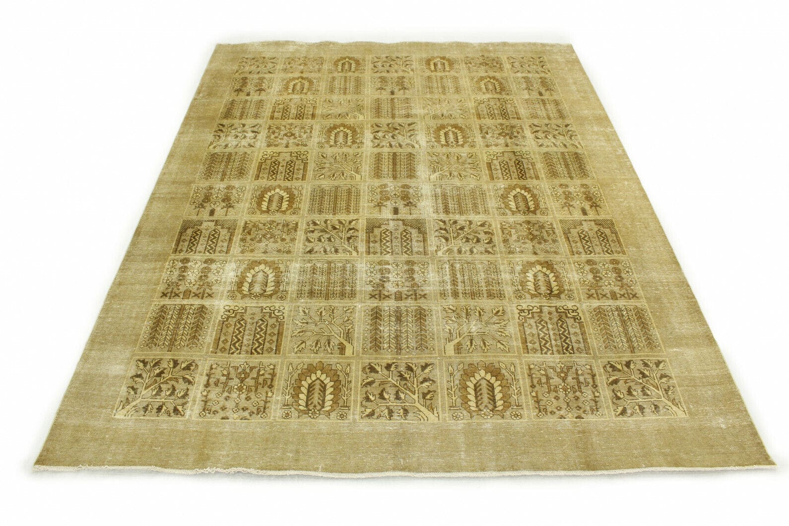 Vintage Orientteppich Beige 390x299 cm, handgeknüpft, Unikat
