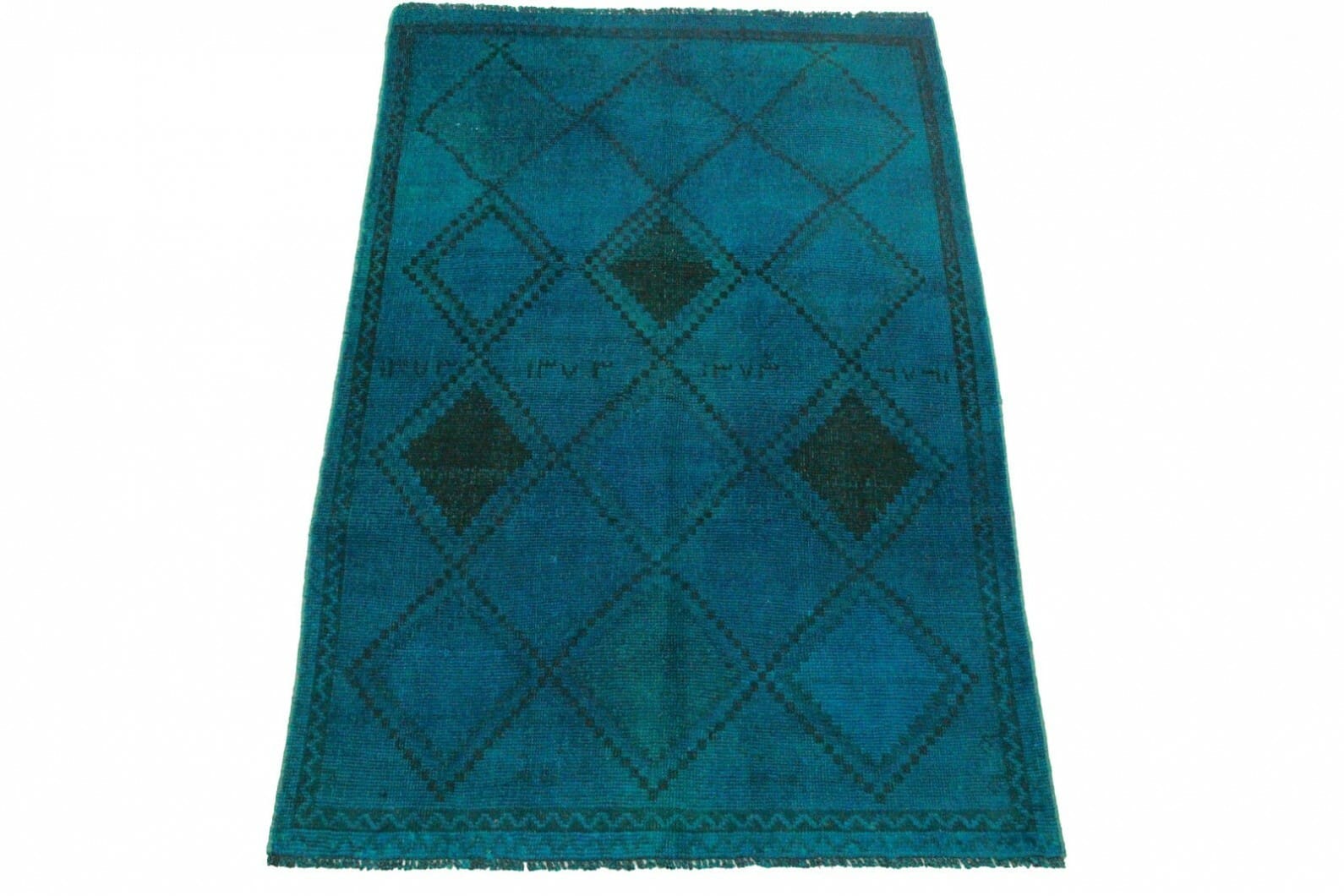 Vintage Orientteppich Blau 216x139cm, handgeknüpft, Unikat