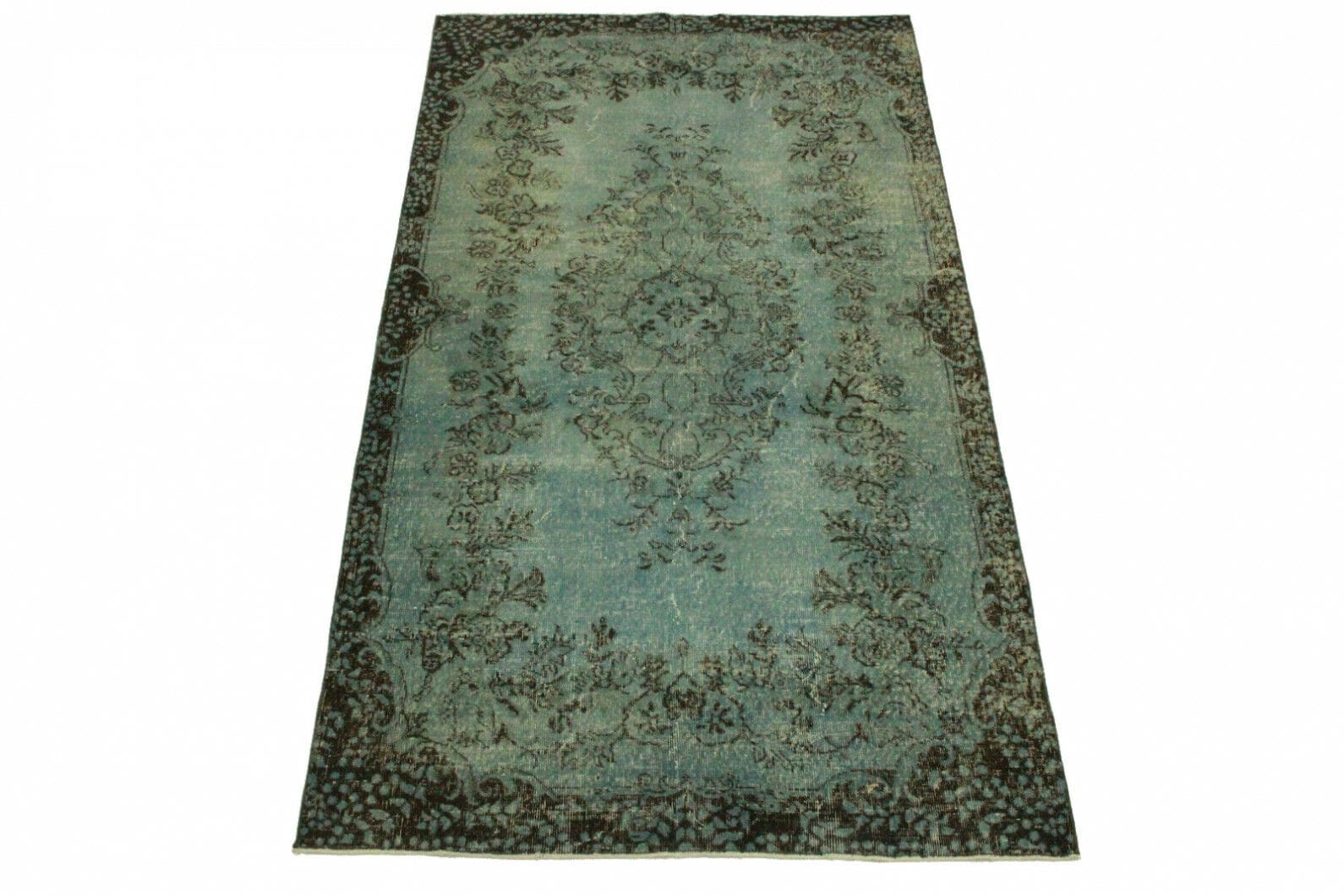 Vintage Orientteppich Blau 278x151cm – Handgeknüpft, Unikat