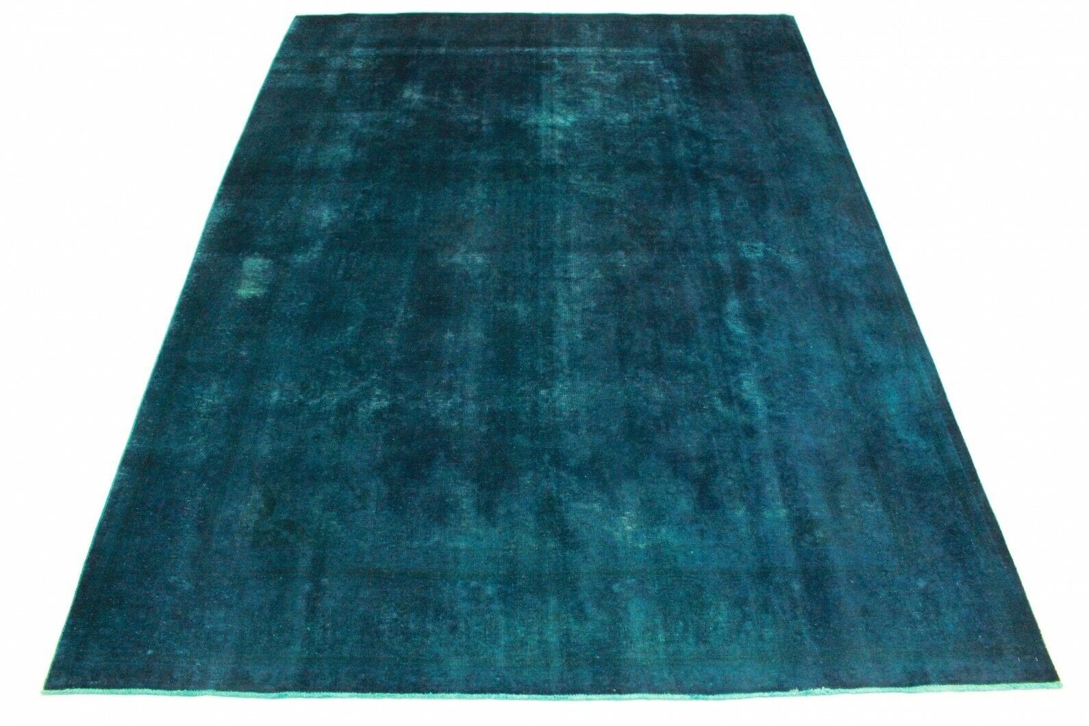 Vintage Orientteppich Blau 392x289 cm, handgeknüpft, Designunikat