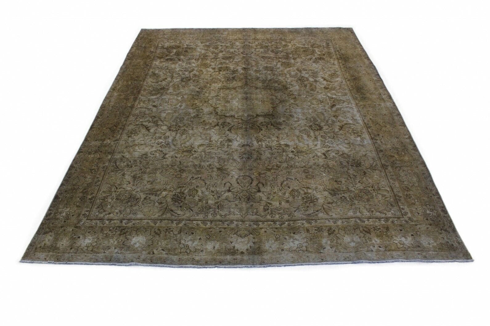 Vintage Orientteppich Grau 380x294 cm, handgeknüpft, Designerstück