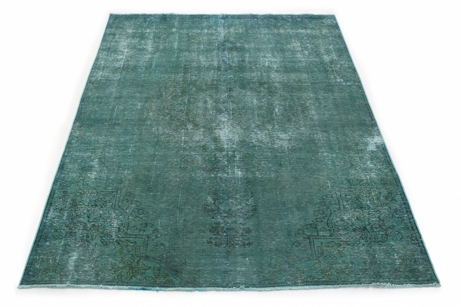 Vintage Orientteppich Grün 332x229cm - Handgeknüpft, Design-Unikat